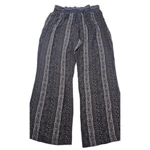 CAbi Black and Cream Patterned Straight Leg Pants